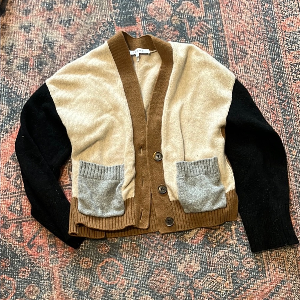 Frame Cashmere Colorblock Cardigan